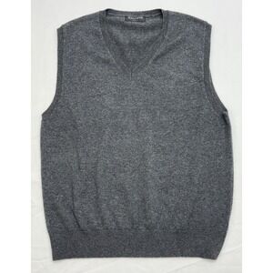 Kallspin Charcoal Gray Cashmere/Wool/Viscose Blend V-Neck Sweater Vest L EUC